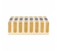 LeeQinersw Scatola con Intarsio a Strisce Azzurro Compatto Scatola Decorativa con Coperchio Salvaspazio Organizer Rettangolare per Mensole, Cassettiere, M
