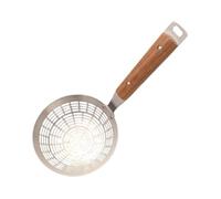 LeeQinersw Schiumarola Colino a Mestolo Ragno per Frittura con Rete Larga in Acciaio Inox E Manico in Legno Utensile Versatile Adatto per Scolare Pasta E Cibi F, Medio