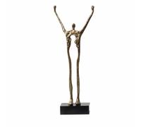LeeQinersw Scultura con Base in Marmo Minimalista Figura Umana semplificata, Statua Decorativa, per Soggiorno, Ufficio, del Design, Collezionisti d'Arte, Bronzo Oro