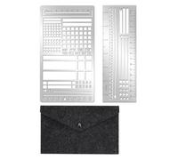 LeeQinersw Segnalibro Industriale Stencil Righello in Acciaio Inox Sottile Che Mantiene La Senza Volume con Custodia in Feltro con Bottone Adatto per Diario Planner Ufficio Studio