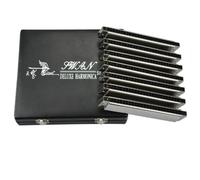 LeeQinersw Set da 7 Armoniche Diatoniche con Custodia Rigida Strumento Musicale Professionale con Piastre in Acciaio Inox Corpo Nero Fori Adatto per Principianti Studenti E Musicisti