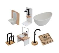 LeeQinersw Set da Bagno per Casa delle Bambole in Scala 1:12, Accessori per La Stanza da Bagno con Doccia, Regali per Bambini, Lavandino E WC in Miniatura, Set 7pcs