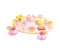 LeeQinersw Set da tè in Legno per Principessa, Giocattoli per l'ora del tè, Gioco di Ruolo, Gioco di Ruolo, teiera, Tazze, Vassoio, Cucina, Cibo, Accessori