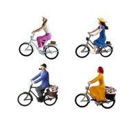 LeeQinersw Set di 4 Personaggi Ciclisti in 1/87, Modelli Tiny People, Oggetti da Collezione in Resina per Tavolo di Sabbia, modellino in