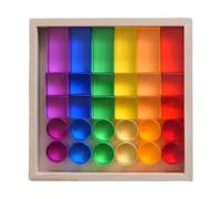 LeeQinersw Set di blocchi da costruzione arcobaleno, giocattoli impilabili, set di blocchi da costruzione per la percezione del colore per bambini, ragazzi e