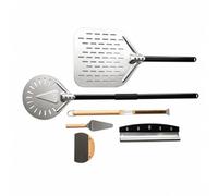 LeeQinersw Set Utensili Pizza Inox Alluminio Legno con Pale Forate Rotonde E Quadrate Spazzola con Manico Raschietto Rotella Curva per Impasti Lievitati Adatto a