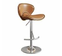 LeeQinersw Sgabello da Banco Sgabello da Bar Sedia con Schienale Sgabello Girevole Sedia da Contatore con Base Rotonda Ampia E, Marrone Con Bordo Dorato, Base Cromata