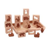 LeeQinersw Shape Matching Board Puzzle in Legno Gioco Educativo Bambini Blocco Animali Veicoli Incastri Multiuso Costruzioni Racconti Fantasia Materiale Faggio