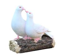 LeeQinersw Statua di Coppia di piccioni in Piedi su Un Ceppo d'albero, Statua di Uccelli da Giardino, Ornamenti realistici per la casa, Statuetta per Il