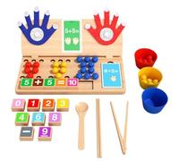 LeeQinersw Tavola Matematica in Legno con Perline e Tessere Senza Schermo Blocchi di Calcolo Numerici Manuale Carte Educative Matematiche per Aula Scolastica