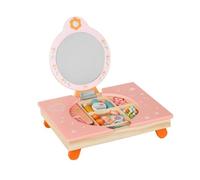 LeeQinersw Tocador Giocattolo Bambini Specchiera Trucco Tavolo Vanity in Legno con Cassetto E Scomparti per Attività Manuali E Gioco di Ruolo Interattivo Adatto a Cameretta Stanza dei Giochi