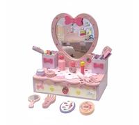 LeeQinersw Toeletta Trucco Bambini Tavolo Trucco Bambini Vanity Gioco Specchio Finto in Legno con Set Accessori per Creatività E Interazione Sociale Adatta per, Cuore Da Tavolo