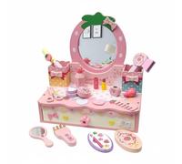 LeeQinersw Toeletta Trucco Bambini Tavolo Trucco Bambini Vanity Gioco Specchio Finto in Legno con Set Accessori per Creatività E Interazione Sociale Adatta per, Tavolo Da Toeletta