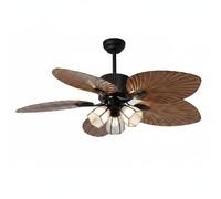 LeeQinersw Ventilatore da Soffitto Vintage Lampada Ventaglio Plafoniera Ventilatore a Pale Ventilatore a Soffitto con Luci con 5 Pale Effetto Legno Illuminazione, Style to 4