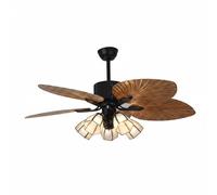 LeeQinersw Ventilatore da Soffitto Vintage Lampada Ventaglio Plafoniera Ventilatore a Pale Ventilatore a Soffitto con Luci con 5 Pale Effetto Legno Illuminazione, style to 1