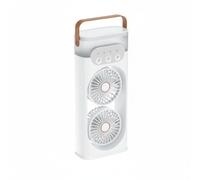 LeeQinersw Ventilatore Umidificatore Ricaricabile Doppia Ventola Angolo Ampio Spruzzatore Nebbia Raffrescante con Luce Calda Motore Brushless Portatile Adatto per Comodino, Bianco