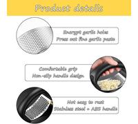 LEERMEIZI 2 pezzi Spremi aglio, Spremiaglio in acciaio inox, Acciaio Inox Pressa di Aglio, Spremiaglio a bilanciere in acciaio inox, con Sbuccia Aglio, utensili da cucina