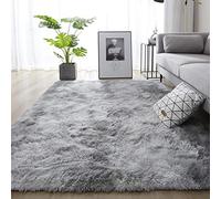 Leesentec Tappeto Salotto Tappeto Camera da Letto,Tappeti Moderno Soffice Pelo Lungo Antiscivolo per Soggiorno,Cameretta,Ingresso Interno(Grigio/Bianco,120 * 160cm)