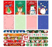 Leesgel Gadget Natale Bambini, 32Pz Biglietti Natale Braccialetti a Fascia per Regali Natale Bambini, Idee Sacchetti Regalo Natale Decorazioni Natalizie Carta Regalo Natale