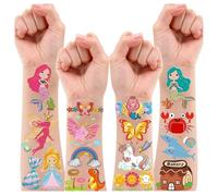 Leesgel Tatuaggi per Bambini, 38 Stili Tatuaggi Glitter Metallici Unicorno/Dinosauro/Sirena/Farfalla/Principessa,Gadget Festa Compleanno Accessori Party
