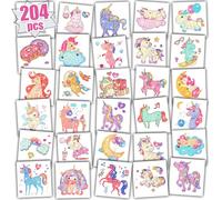 Leesgel Tatuaggi Unicorni per Bambina, 34 Fogli di Tatuaggi Temporanei Glitterati con Linea di Strappo, Gadget Compleanno Bambina, Regalo di Fine Festa, Accessori per Festa a Tema Unicorno