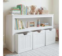 Leeshyah Libreria e organizer per giocattoli per bambini, con 3 scatole portaoggetti, per bambini, per asilo, stanza dei giochi, camera da letto e soggiorno, bianco