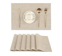 Leetaltree Set di 6 tovagliette beige, resistenti al calore, antiscivolo, per tavolo da pranzo, lavabili, durevoli, in vinile PVC (beige, 6)
