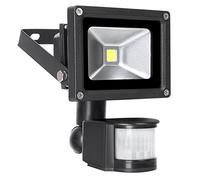 Leetop Faro LED da 10W a Luce Bianca Caldo con Sensore di Movimento, da Esterni, Colore Nero, con Staffa di Fissaggio, Waterproof IP65