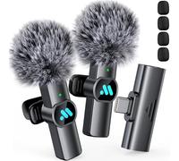 Leettus 2 microfoni wireless Lavalier per iPhone 15/Android, microfono wireless per registrazione video, streaming live di giochi, interviste, YouTube, TikTok, Vlog