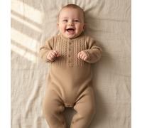 leevje Tuta intera in maglia Coffee Beige taglia 86/92 | Lana merino