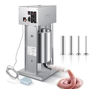 LEEVOT 304 Verticale Elettrico Regolabile in Velocità, Riempitore di Salsicce in Acciaio Inox, Capacità di 22Lbs/10L, 200W Argento