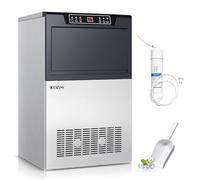 LEEVOT Macchina Ghiaccio Professionale, Fabbricatore da 60kg/24h, 140 Cubetti in 6-15 Minuti, Ideale per Caffetterie, Bar e Ristoranti