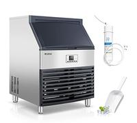 LEEVOT Macchina Ghiaccio Professionale - Ice Maker, Fabbricatore Ghiaccio: Macchina per il Ghiaccio 108kg/240h, 6-15 Minuti per 140 Cubetti di Ghiaccio da 2cm, Ideale per Caffetterie, Bar e Ristoranti