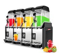 LEEVOT Macchina per Granita Commerciale - Macchina per Margarita con 4 Serbatoi da 12L per Bevande Congelate per Ristorante, Bar e Festa - Maker di Smoothie in Acciaio Inossidabile da 1500W