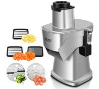 LEEVOT Tritatutto Verdure Elettrico Commerciale 200W, Robot da Cucina per Affettare, Diced e Grattugiare, Cutter Verdure Professionale per Ristorante, Hotel, Scuola, Mensa, Patatine Fritte, Grattugia