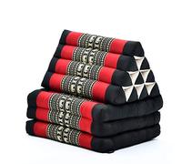 LEEWADEE - Comodo Materasso Da Pavimento Giapponese Con Cuscino Lettura, Materasso Futon O Tappetino Pieghevole Da Massaggio Tailandese, 170 x 53 cm, Nero Rosso