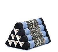 LEEWADEE Cuscino Triangolare Thailandese - Comodo Cuscino Da Lettura, Cuscino Decorativo Letto In Kapok, 50 x 33 x 33 cm, Blu