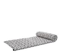 LEEWADEE Roll-Up Thai Mattress, 200x76x5 cm, Guest Bed Yoga Floor Mat Thai Massage Pad Eco-Friendly Organic And Natural, Kapok, Black White