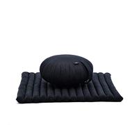LEEWADEE Set per meditare: Tappeto per Yoga Zabuton e Cuscino per Meditazione Zafu, materassino Tailandese in kapok Fatto a Mano, Nero
