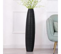 Leewadee Vaso Nero Decorativo Per Fiori O Pampas Da Interno Da Terra, Alto 85 cm, Resina