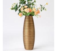 Leewadee Vaso Oro Decorativo Interno Moderno Per Fiori O Pampas, Alto 34 cm, Resina