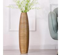 Leewadee Vaso Oro Decorativo Per Fiori O Pampas Da Interno Da Terra, Alto 65 cm, Resina