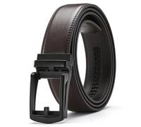 LEEXTON Cintura Uomo, Cintura in Pelle con Fibbia Automatica Senza Buchi, Cinta Elegante e Resistente, Regalo Uomo