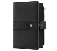 LEEXTON Custodia per passaporto in pelle con blocco RFID, con scomparti per penne e carte, portafoglio da viaggio per donne/uomini, accessori indispensabili da viaggio, nero