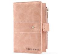 LEEXTON Custodia per passaporto in pelle con blocco RFID, con scomparti per penne e carte, portafoglio da viaggio per donne/uomini, accessori indispensabili da viaggio, Rosa chiaro