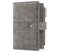 LEEXTON Custodia per passaporto in pelle con blocco RFID, con scomparti per penne e carte, portafoglio da viaggio per donne/uomini, accessori indispensabili da viaggio, Grigio chiaro