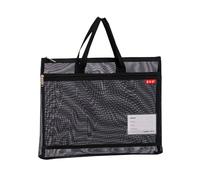 Lefancy Buste trasparenti in rete formato A4, con chiusura a zip, portadocumenti, con manico, per organizzare studenti, forniture per ufficio, viaggi, colore nero