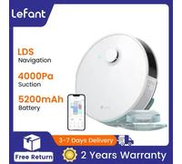 Lefant N3 4000Pa Robot aspirapolvere e scopa sonica combinato, mappatura di precisione con sensori Lidar e dToF, rilevamento ultrasuoni dei tappeti N3-EU-White