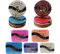 LEFAY Set da 25 fiches da Poker Texas Hold'em con Numeri, fiches da Gioco for Il conteggio del Poker, Giochi Monte Carlo, Cristallo for fiches da Blackjack($5)