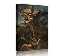LEFEDA San Michele che sconfigge Satana Stampe su tela Arte murale di Raffaello Famosi dipinti ad olio La riproduzione rinascimentale per l'arredamento domestico 55x82cm cornice interna